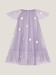 Monsoon Purple Baby Ciara Floral Tulle Swing Dress - Image 1 of 1