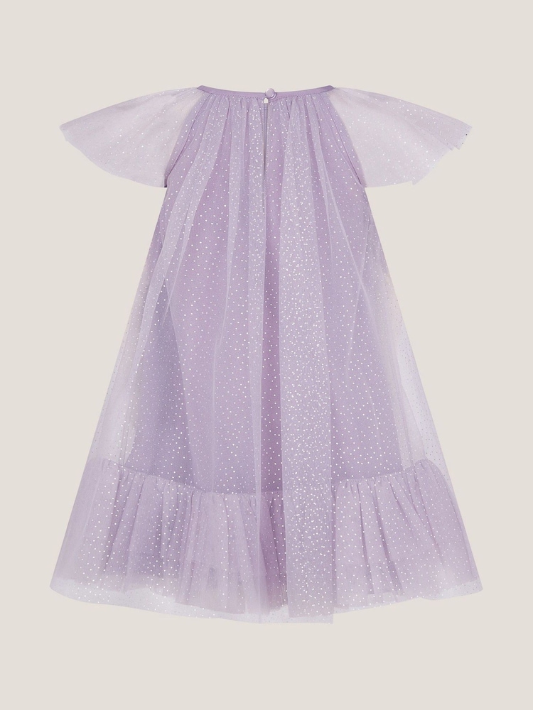 Monsoon Purple Baby Ciara Floral Tulle Swing Dress - Image 2 of 3