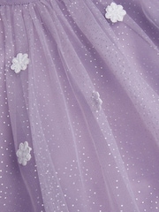 Monsoon Purple Baby Ciara Floral Tulle Swing Dress - Image 3 of 3