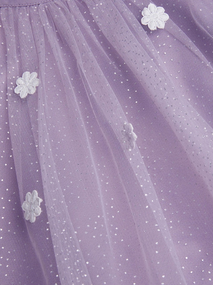 Monsoon Purple Baby Ciara Floral Tulle Swing Dress - Image 3 of 3