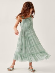 Monsoon Green Farfalla Butterfly Bead Tiered Dress - Image 1 of 4