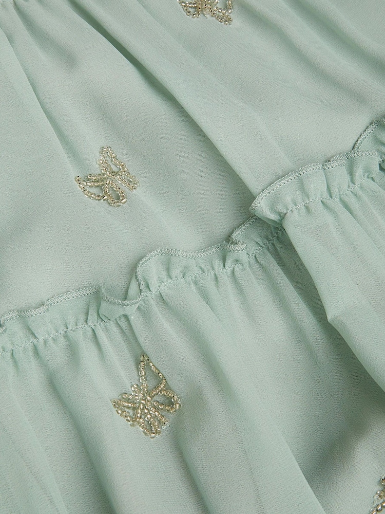 Monsoon Green Farfalla Butterfly Bead Tiered Dress - Image 4 of 4