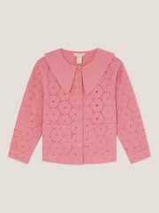 Monsoon Pink 100% Cotton Broderie Floral Collar Jacket - Image 2 of 4