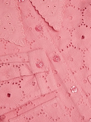 Monsoon Pink 100% Cotton Broderie Floral Collar Jacket - Image 4 of 4