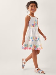 Monsoon Natural Floral Embroidered 100% Cotton Dress - Image 1 of 4