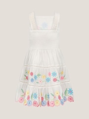 Monsoon Natural Floral Embroidered 100% Cotton Dress - Image 3 of 4