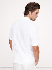 Banana Republic White Wide-Ribbed Cotton Knit Shirt - Image 2 of 3