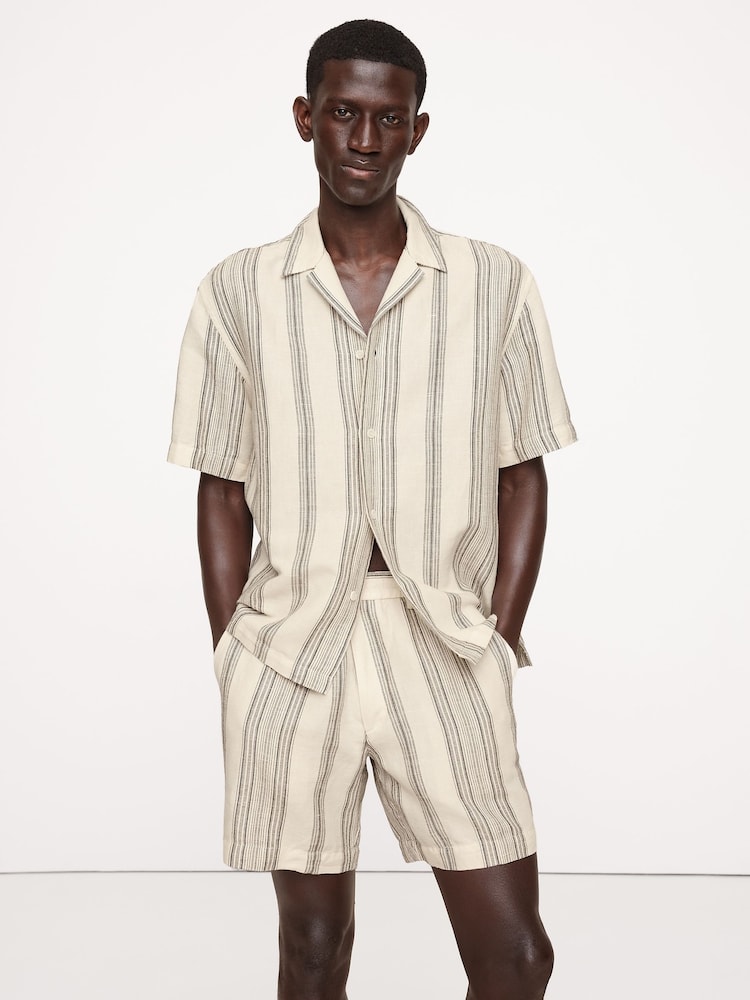 Banana Republic рубашка в полоску из хлопка и льна - Изображение 1 из 5