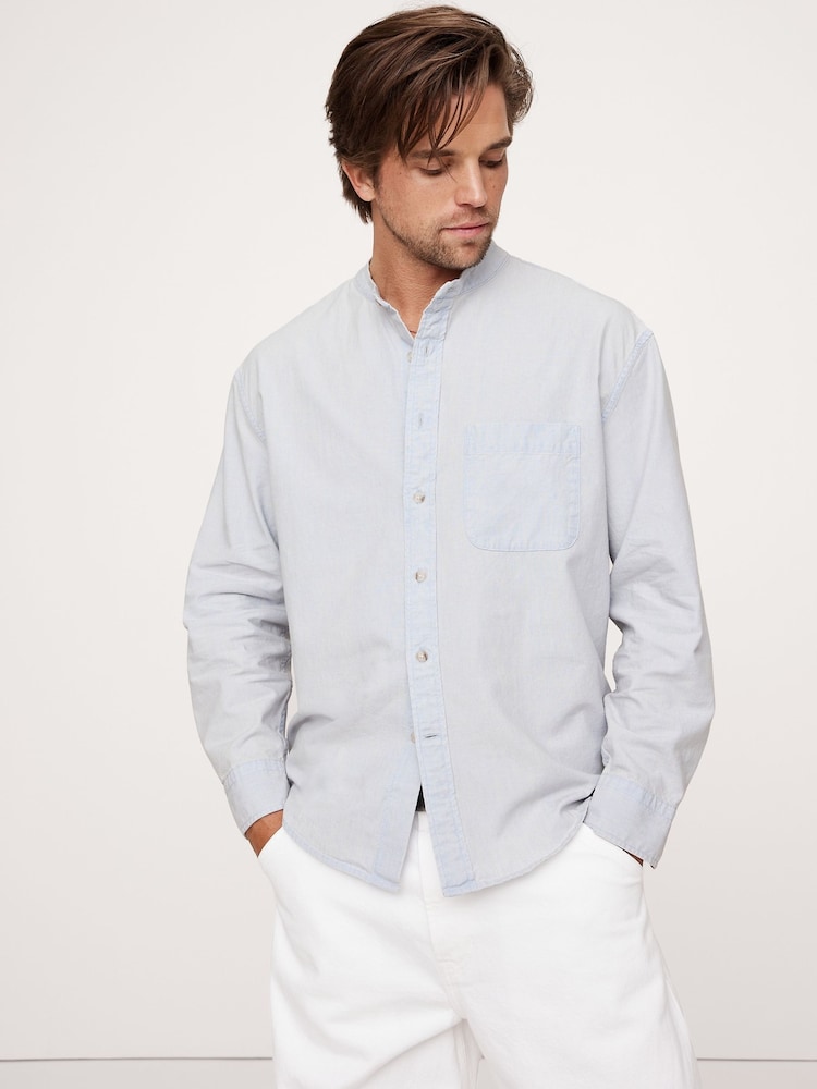 Banana Republic Blue Relaxed-Fit Chambray Shirt - Image 1 of 3