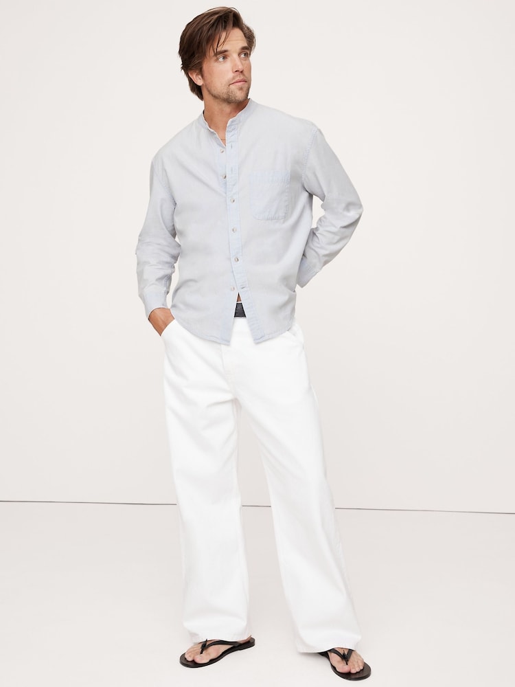 Banana Republic Blue Relaxed-Fit Chambray Shirt - Image 3 of 3