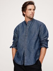 Banana Republic Dark Wash Blue Relaxed-Fit Chambray Shirt - Image 1 of 1