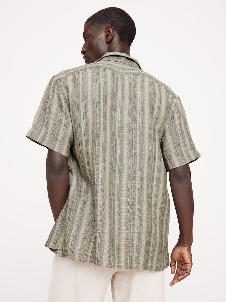 Banana Republic Green Standard-Fit Textured Linen-Cotton Resort Shirt - Image 2 of 5 Banana Republic Green Standard-Fit Textured Linen-Cotton Resort Shirt - Image 2 of 5
