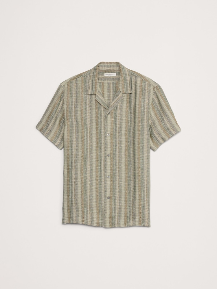 Banana Republic Green Standard-Fit Textured Linen-Cotton Resort Shirt - Image 5 of 5 Banana Republic Green Standard-Fit Textured Linen-Cotton Resort Shirt - Image 5 of 5