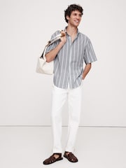 Banana Republic Grey Relaxed-Fit Summerweight Cotton Short-Sleeve Shirt - Image 1 of 4