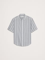Banana Republic Grey Relaxed-Fit Summerweight Cotton Short-Sleeve Shirt - Image 4 of 4
