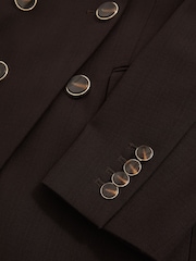 Reiss Chocolate Brown Lia Wool-Blend Double-Breasted Blazer - Image 6 of 6