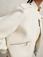 Reiss Cream Cleo Brushed Wool Epaulette Bomber Jacket - Image 3 of 6