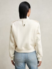 Reiss Cream Cleo Brushed Wool Epaulette Bomber Jacket - Image 5 of 6