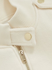Reiss Cream Cleo Brushed Wool Epaulette Bomber Jacket - Image 6 of 6
