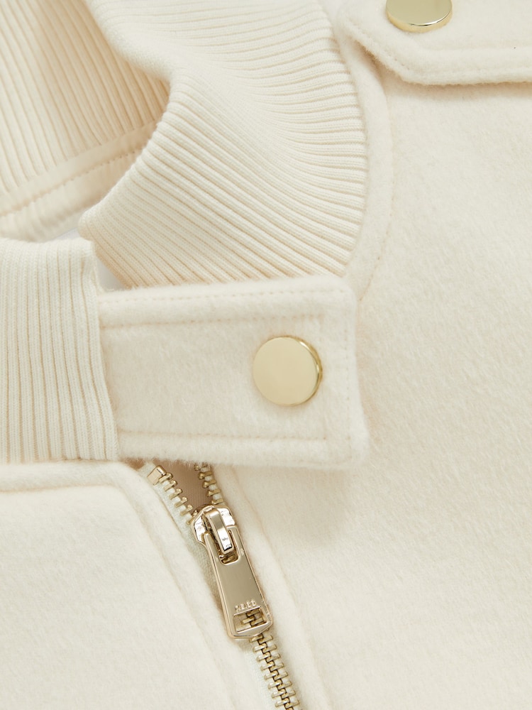 Reiss Cream Cleo Brushed Wool Epaulette Bomber Jacket - Image 6 of 6