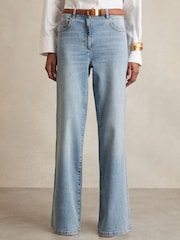 Reiss Light Blue Bonnie Petite Mid-Rise Flared Jeans - Image 3 of 7