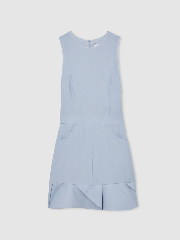 Reiss Blue Ashley Structured Ruffle-Hem Mini Dress - Image 2 of 6