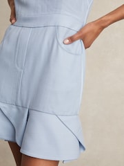 Reiss Blue Ashley Structured Ruffle-Hem Mini Dress - Image 3 of 6