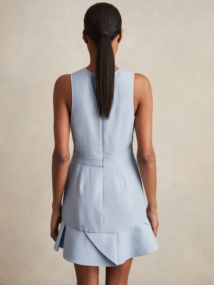 Buy Reiss Blue Ashley Structured Ruffle-Hem Mini Dress from Next USA
