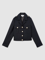 Reiss Black Jaque Wool Twin Pocket Cropped Jacket - Image 2 of 6