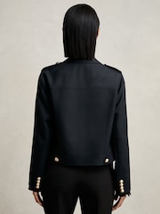 Reiss Black Jaque Wool Twin Pocket Cropped Jacket - Image 5 of 6