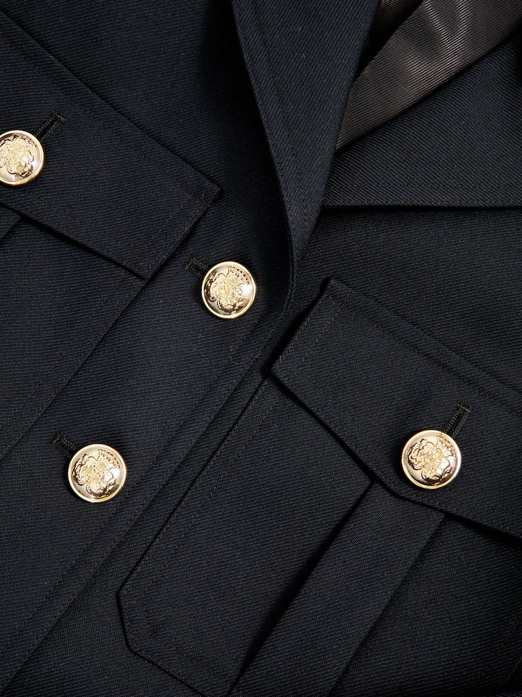 Reiss Black Jaque Wool Twin Pocket Cropped Jacket - Image 6 of 6