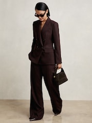 Reiss Aubergine Solene Wool-Blend Double-Breasted Suit Blazer - Image 3 of 7
