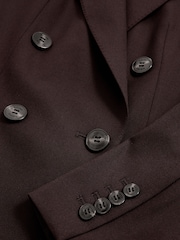 Reiss Aubergine Solene Wool-Blend Double-Breasted Suit Blazer - Image 7 of 7