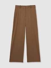 Reiss Tan Solene Wool Blend Wide Leg Suit Trousers - Image 2 of 7