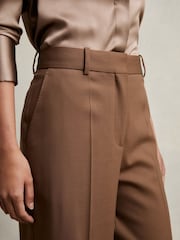 Reiss Tan Solene Wool Blend Wide Leg Suit Trousers - Image 6 of 7