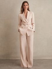 Reiss Pink Darcie Single-Breasted Belted Suit Jacket - Image 3 of 6