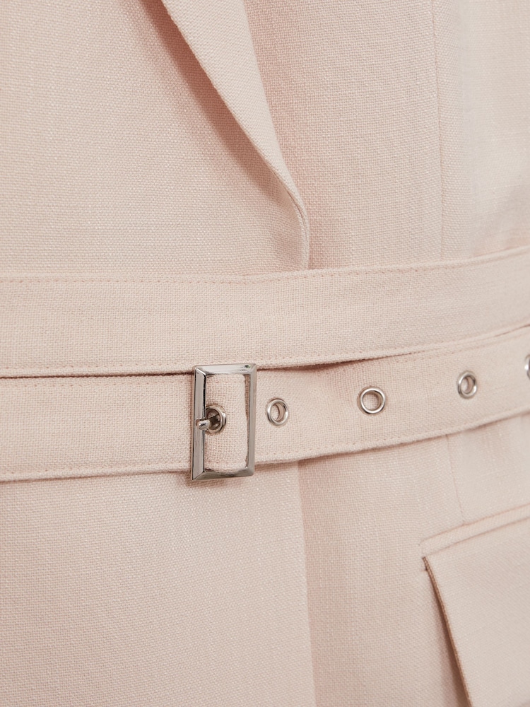 Reiss Pink Darcie Single-Breasted Belted Suit Jacket - Image 6 of 6