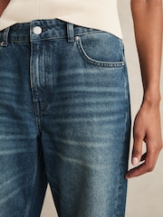 Reiss Mid Blue Belinda Straight-Leg Turn-Up Jeans - Image 3 of 7
