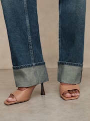 Reiss Mid Blue Belinda Straight-Leg Turn-Up Jeans - Image 4 of 7