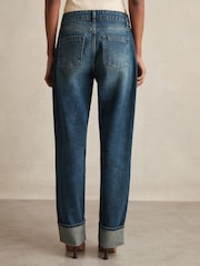Reiss Mid Blue Belinda Straight-Leg Turn-Up Jeans - Image 6 of 7