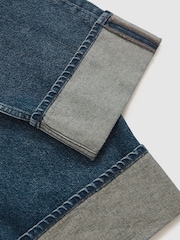 Reiss Mid Blue Belinda Straight-Leg Turn-Up Jeans - Image 7 of 7