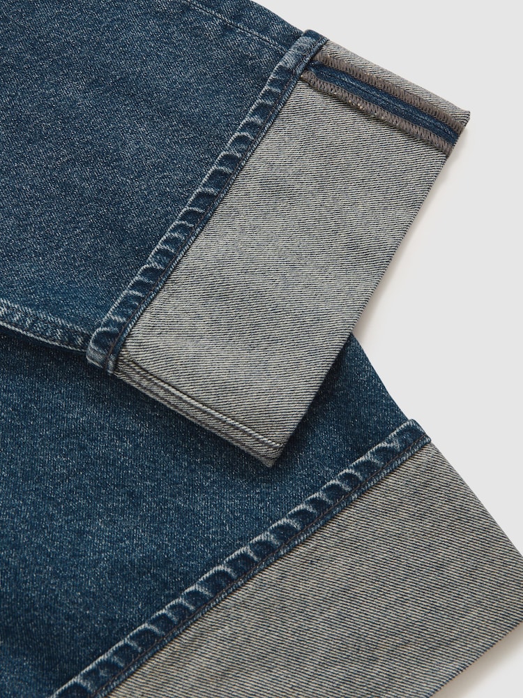 Reiss Mid Blue Belinda Straight-Leg Turn-Up Jeans - Image 7 of 7