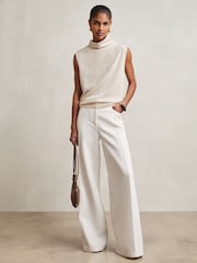 Reiss Stone Neutral Harper Wool Slouched Sleeveless Top - Image 3 of 6