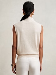Reiss Stone Neutral Harper Wool Slouched Sleeveless Top - Image 5 of 6