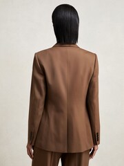 Reiss Tan Solene Wool-Blend Double-Breasted Suit Blazer - Image 5 of 6