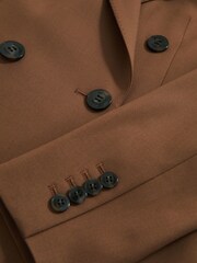 Reiss Tan Solene Wool-Blend Double-Breasted Suit Blazer - Image 6 of 6