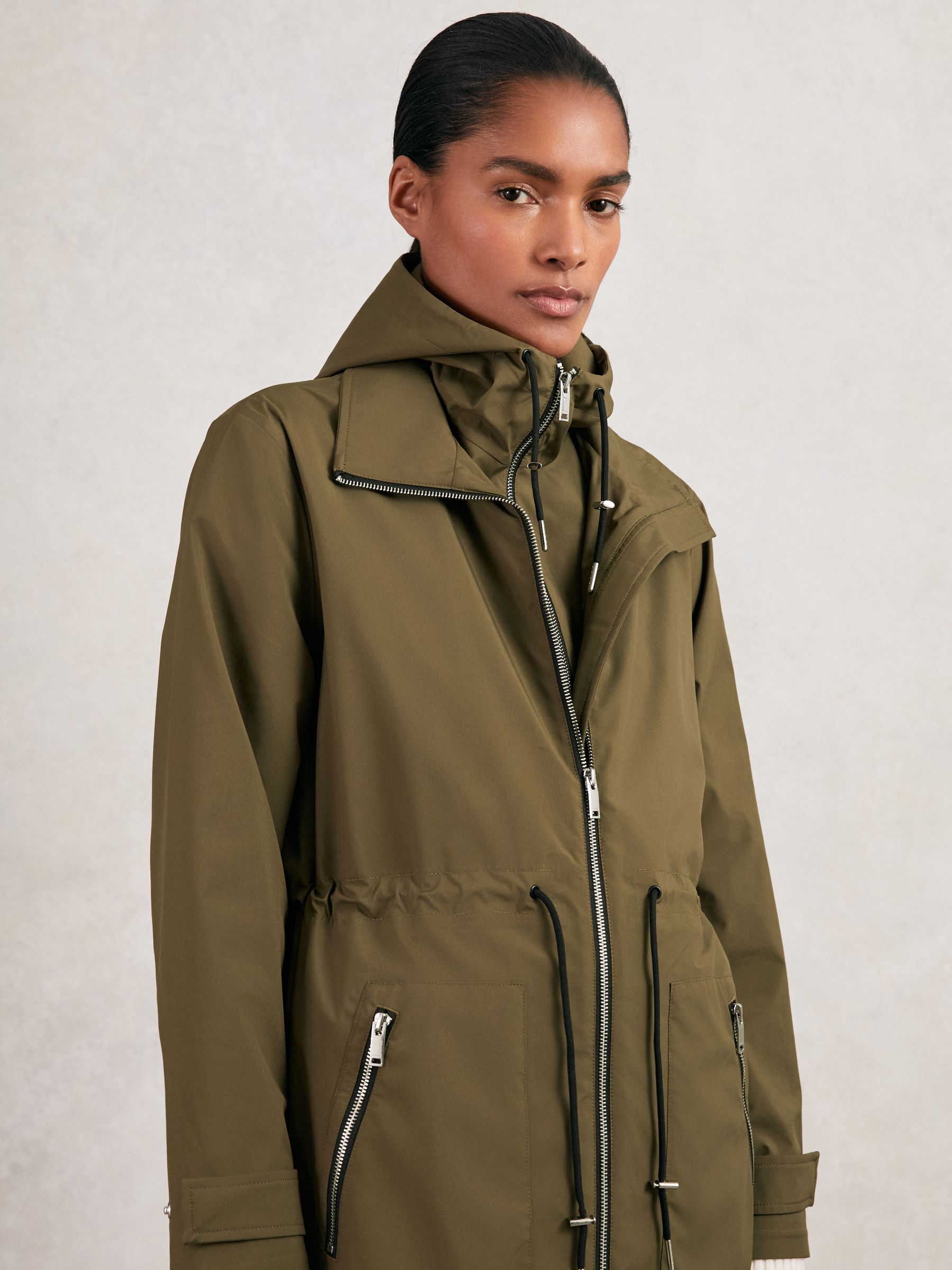 Buy Reiss Khaki Alizeh Removable-Hood Parka Rain Coat from Next Canada