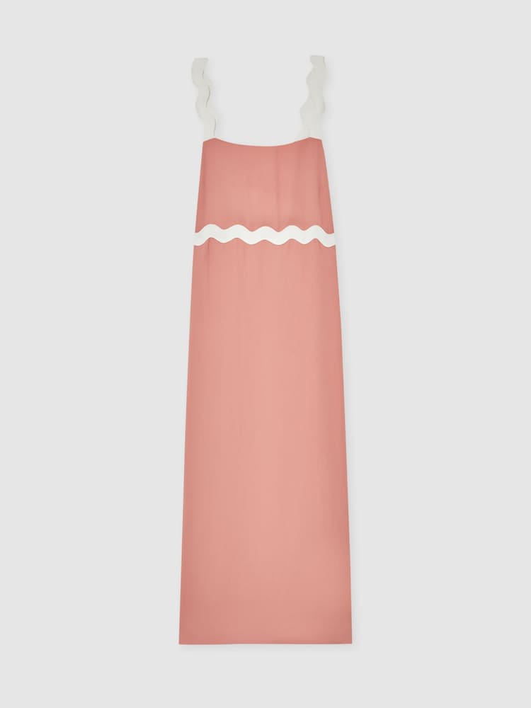 Reiss Pink Asher Wave Trim Crepe Midi Dress - Image 2 of 6
