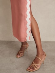Reiss Pink Asher Wave Trim Crepe Midi Dress - Image 4 of 6