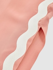 Reiss Pink Asher Wave Trim Crepe Midi Dress - Image 6 of 6